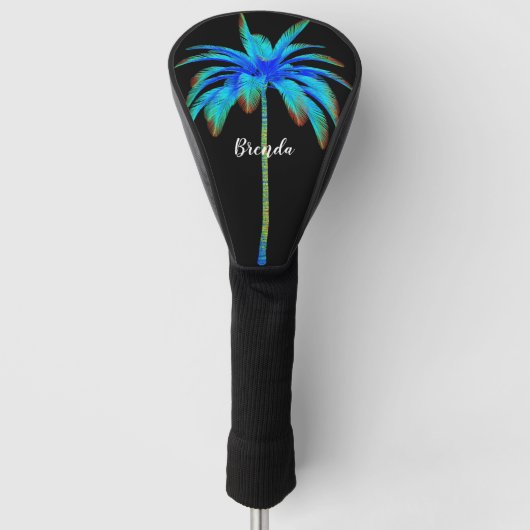 Tropische turquoise Palm Tree gepersonaliseerd Golfheadcover (Voorkant)