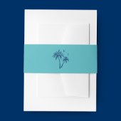 Tropische turquoise palmboom bruiloft monogram uitnodigingen wikkel