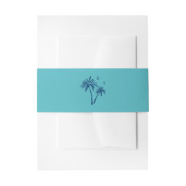 Tropische turquoise palmboom bruiloft monogram uitnodigingen wikkel