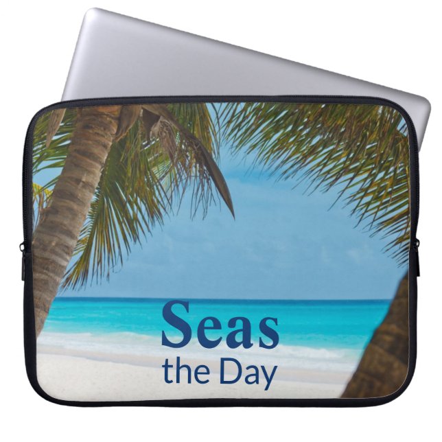 Tropische turquoise strand scène Zeeen overdag Laptop Sleeve (Voorkant)
