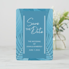 Tropische Turquoise Trouwkaart Save The Date met f