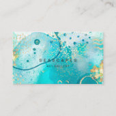 Tropische Turquoise Waterverf Kust Abstract Visitekaartje (Voorkant)