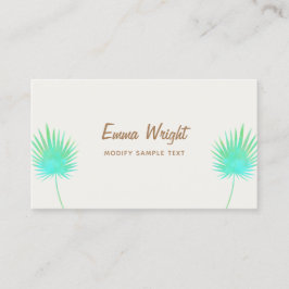 Tropische Turquoise Waterverf Palm Leaf Branches Visitekaartje