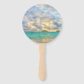 Tropische Turquoise Waterverf Paradise Wedding Handwaaier (Achterkant)