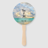 Tropische Turquoise Waterverf Paradise Wedding Handwaaier (Voorkant)