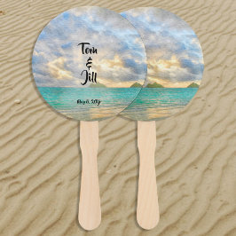 Tropische Turquoise Waterverf Paradise Wedding Handwaaier