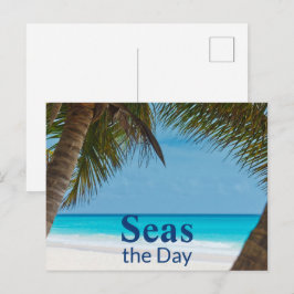 Tropische turquoise zandy strand scène Zee de Dag Briefkaart