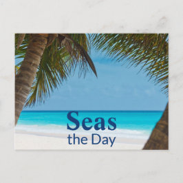 Tropische turquoise zandy strand scène Zee de Dag Briefkaart