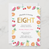 Tropische Tutti Fruitt Gold 8e verjaardag uitnodig Kaart (Voorkant)