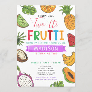 Tropische twee-tit Frutti zomer tweede verjaardag Kaart
