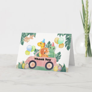 Tropische uitkomst Binnenkort Dinosaurus Auto Baby Bedankkaart