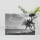 Tropische uitnodiging in zwart-wit (Staand voorkant)