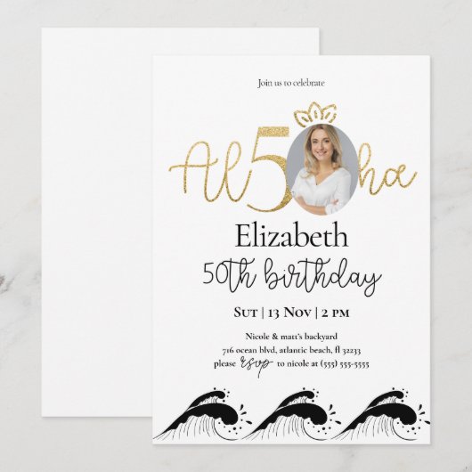 Tropische uitnodiging van 50e gouddag met foto (Voorkant / Achterkant)