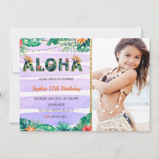 Tropische uitnodiging van Aloha van afgelopen dag  (Voorkant)