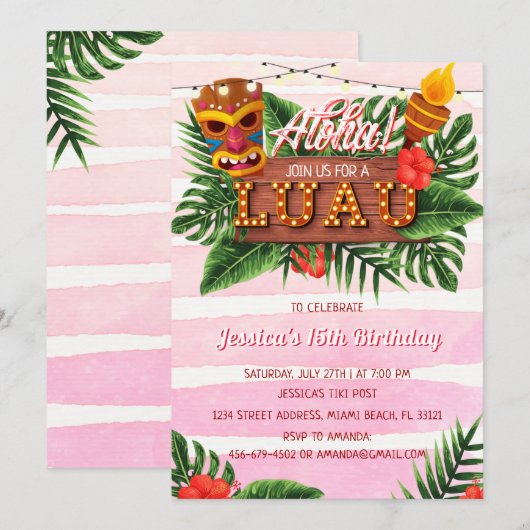 Tropische uitnodiging van het meisje van de dag (Voorkant / Achterkant)