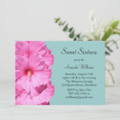 Tropische uitnodiging voor de geboorte (turquoise) (Staand voorkant)