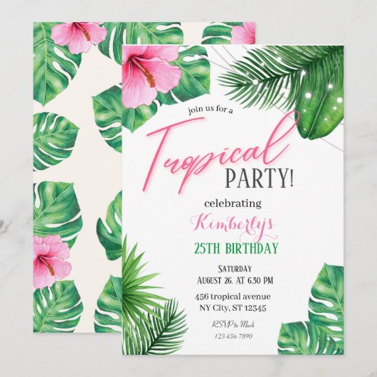 Tropische uitnodiging voor geboorte (Voorkant / Achterkant)