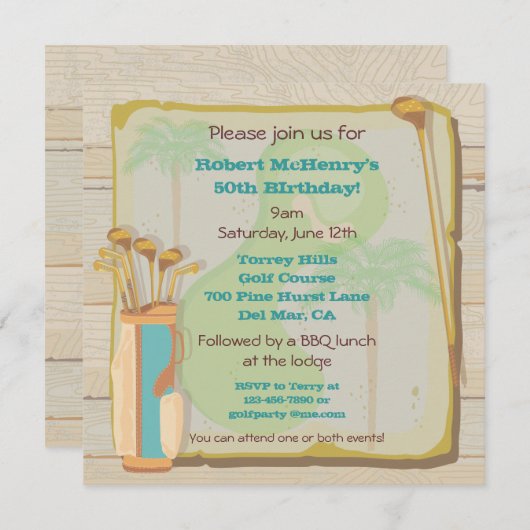  tropische uitnodiging voor het toernooi van Golf (Voorkant / Achterkant)