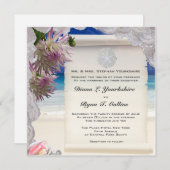 Tropische uitnodiging voor Sand Dollar & Lace (Voorkant / Achterkant)