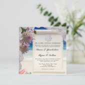 Tropische uitnodiging voor Sand Dollar & Lace (Staand voorkant)