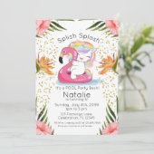 Tropische Unicorn Pool Birthday Kaart (Staand voorkant)