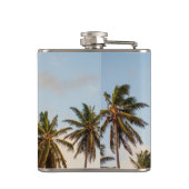 Tropische vakantie palmbomen heupfles (Achterkant)