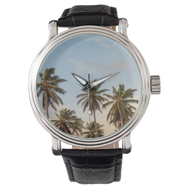 Tropische vakantie palmbomen horloge (Voorkant)