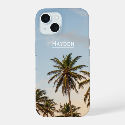 Tropische vakantie palmbomen iPhone 15 case (Achterkant)