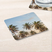 Tropische vakantie palmbomen kartonnen onderzetters (Schuin)