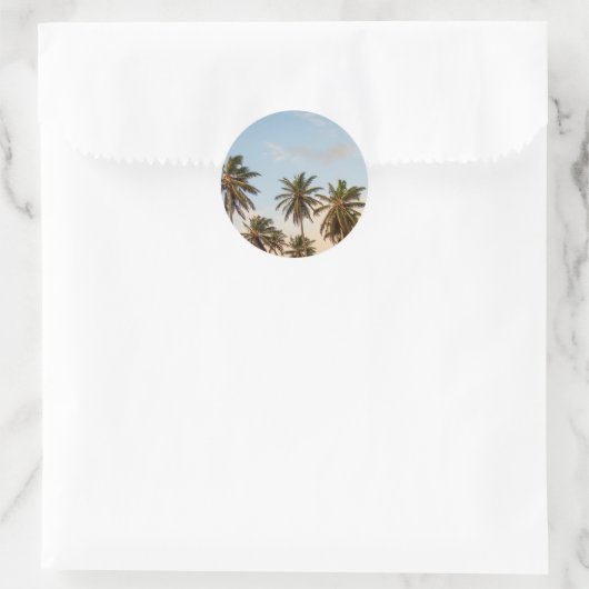 Tropische vakantie palmbomen ronde sticker (Tas)