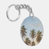 Tropische vakantie palmbomen sleutelhanger (Voorkant Links)