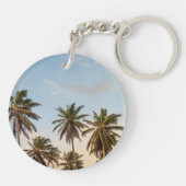 Tropische vakantie palmbomen sleutelhanger (Achterkant)