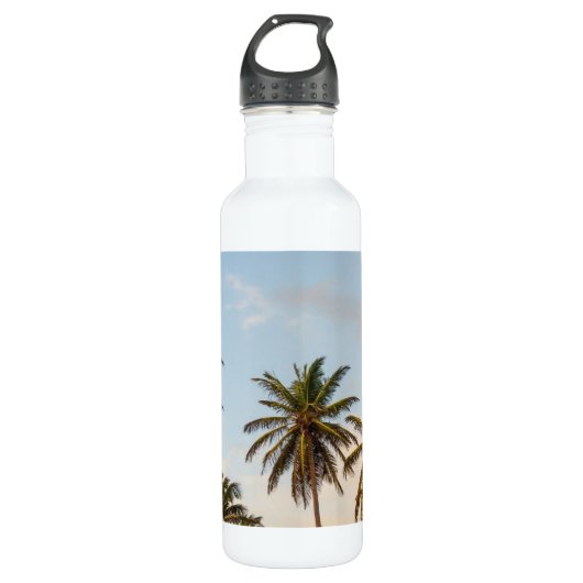 Tropische vakantie palmbomen waterfles (Voorkant)