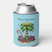 Tropische vakantie Palmboom Vrolijk kerstfeest Blikjeskoeler (Blikje Achterkant)
