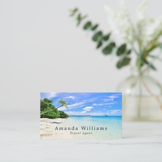 Tropische vakantie, reisagent visitekaartje (Staand voorkant)