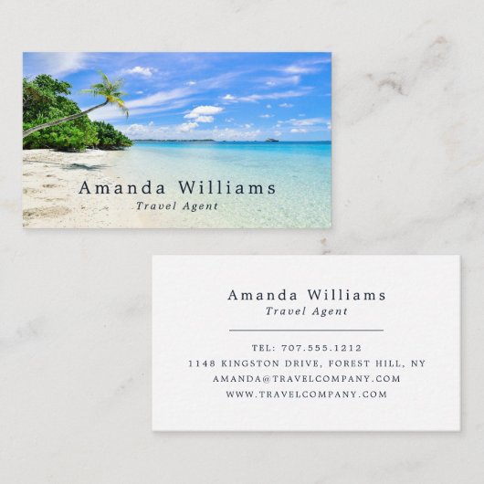 Tropische vakantie, reisagent visitekaartje (Voorkant / Achterkant)