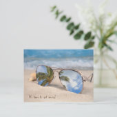 Tropische vakantie reizen zonnebril reflectie briefkaart (Staand voorkant)