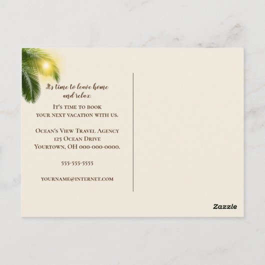 Tropische vakantie reizen zonnebril reflectie briefkaart (Achterkant)