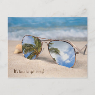 Tropische vakantie reizen zonnebril reflectie briefkaart