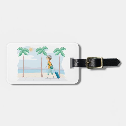 Tropische Vakantie Reiziger Fun Beach Reizen Bagagelabel (Voorkant horizontaal)