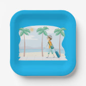 Tropische Vakantie Reiziger Fun Beach Reizen Papieren Bordje (Voorkant)