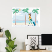 Tropische Vakantie Reiziger Fun Beach Reizen Poster (Thuiskantoor)