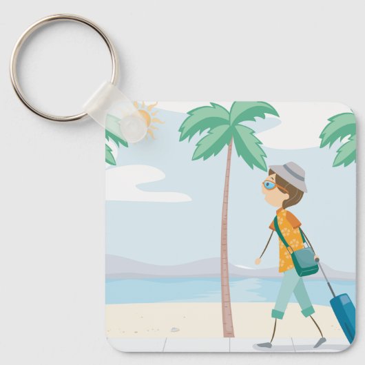 Tropische Vakantie Reiziger Fun Beach Reizen Sleutelhanger (Voorkant)