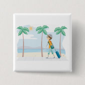 Tropische Vakantie Reiziger Fun Beach Reizen Vierkante Button 5,1 Cm (Voorkant)
