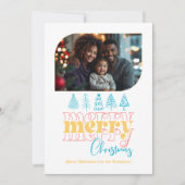 Tropische vakantie retro krabbel kerstfoto feestdagenkaart (Voorkant)