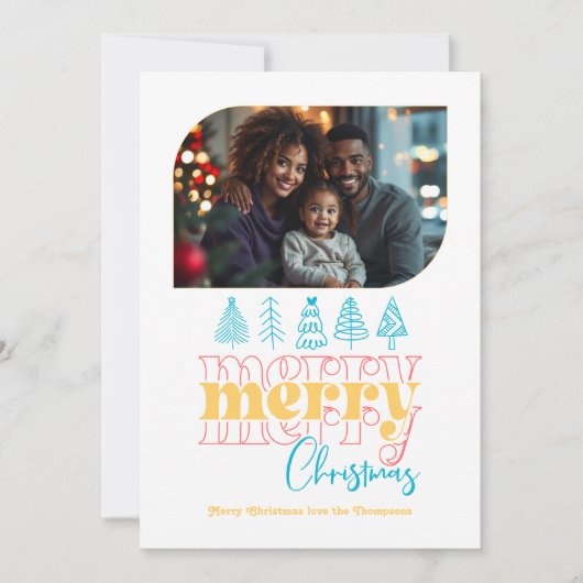 Tropische vakantie retro krabbel kerstfoto feestdagenkaart (Voorkant)