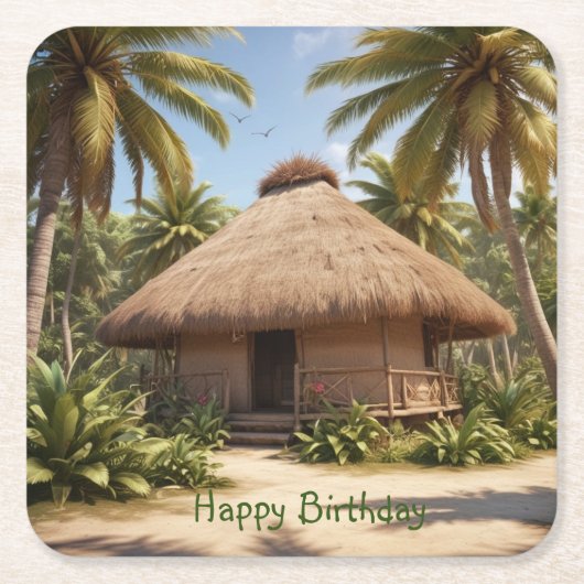 Tropische vakantie verjaardag kartonnen onderzetters (Voorkant)