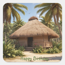 Tropische vakantie verjaardag vierkante sticker