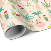 Tropische vakantie vibes kerstpatroon cadeaupapier (Rol Hoek)