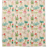 Tropische vakantie vibes kerstpatroon douchegordijn (Voorkant)